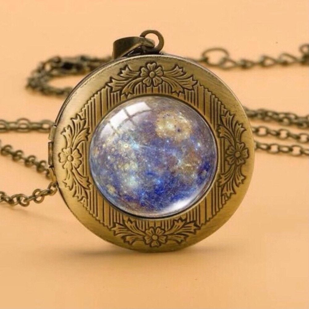 planet Mercury Locket Necklace. New